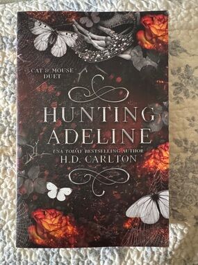Hunting Adeline by HD Carlton, Dark Floral Cover book novel read like new